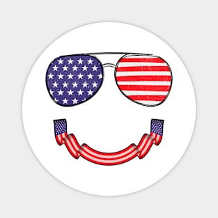 Funny Patriotic Happy Face American Flag Magnet